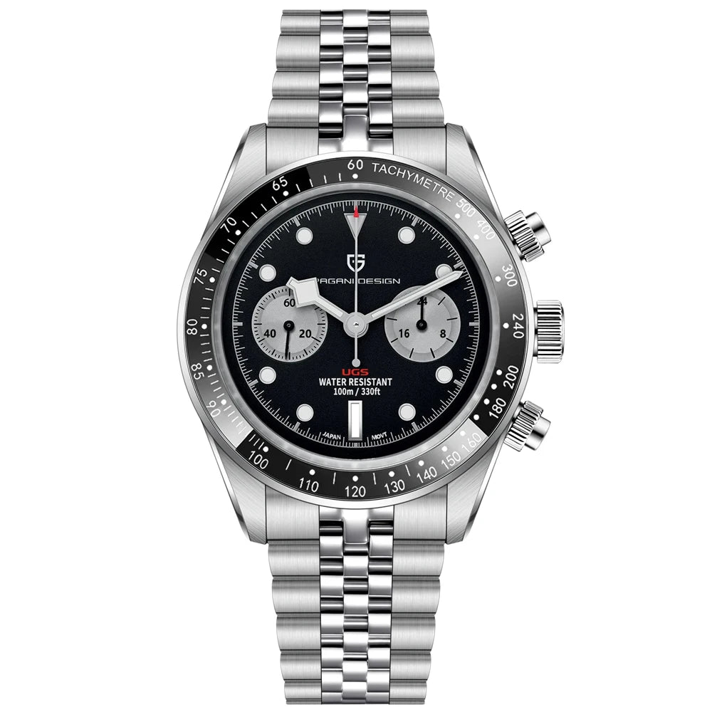 PAGANI DESIGN Panda Chronograph Stainless Steel Bracelet Watch
