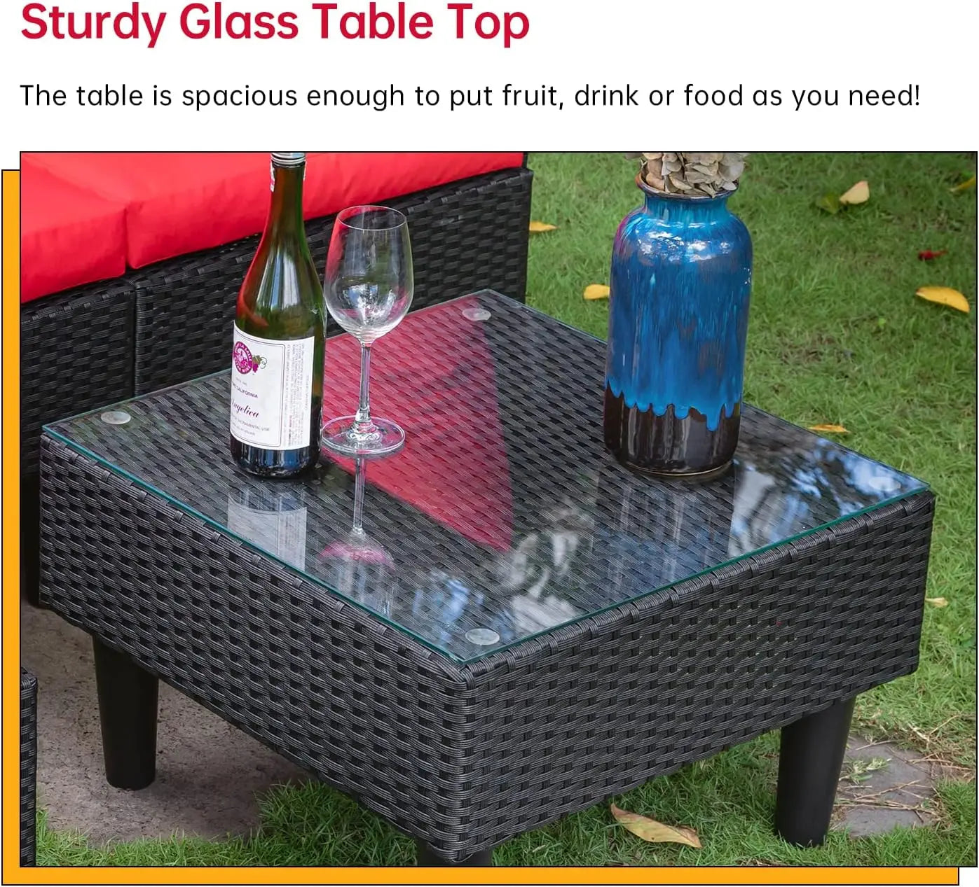 Patio Furniture Set 5 Pieces Outdoor Wicker Conversation Set