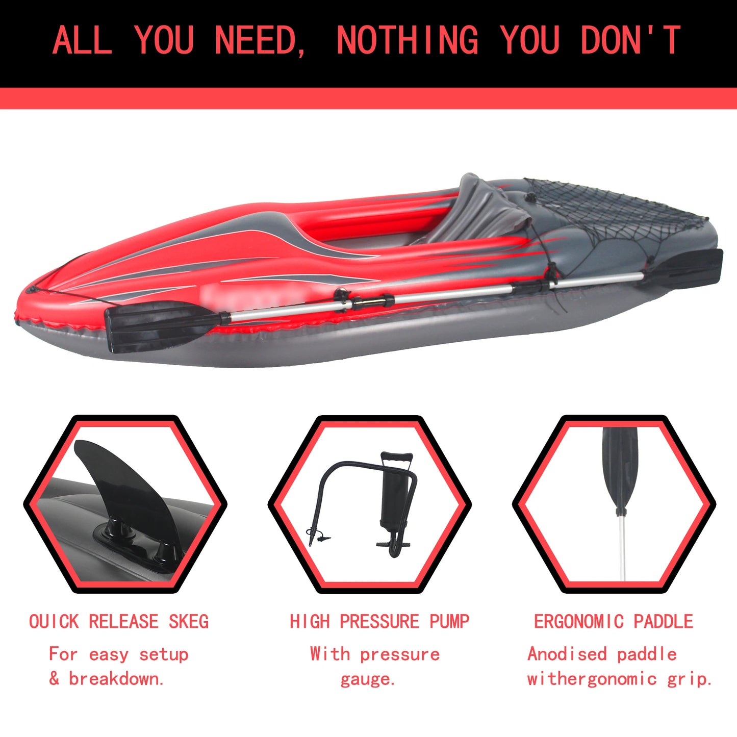HHSJZWCY Inflatable One Person Kayak Fishing Boat With Accessories