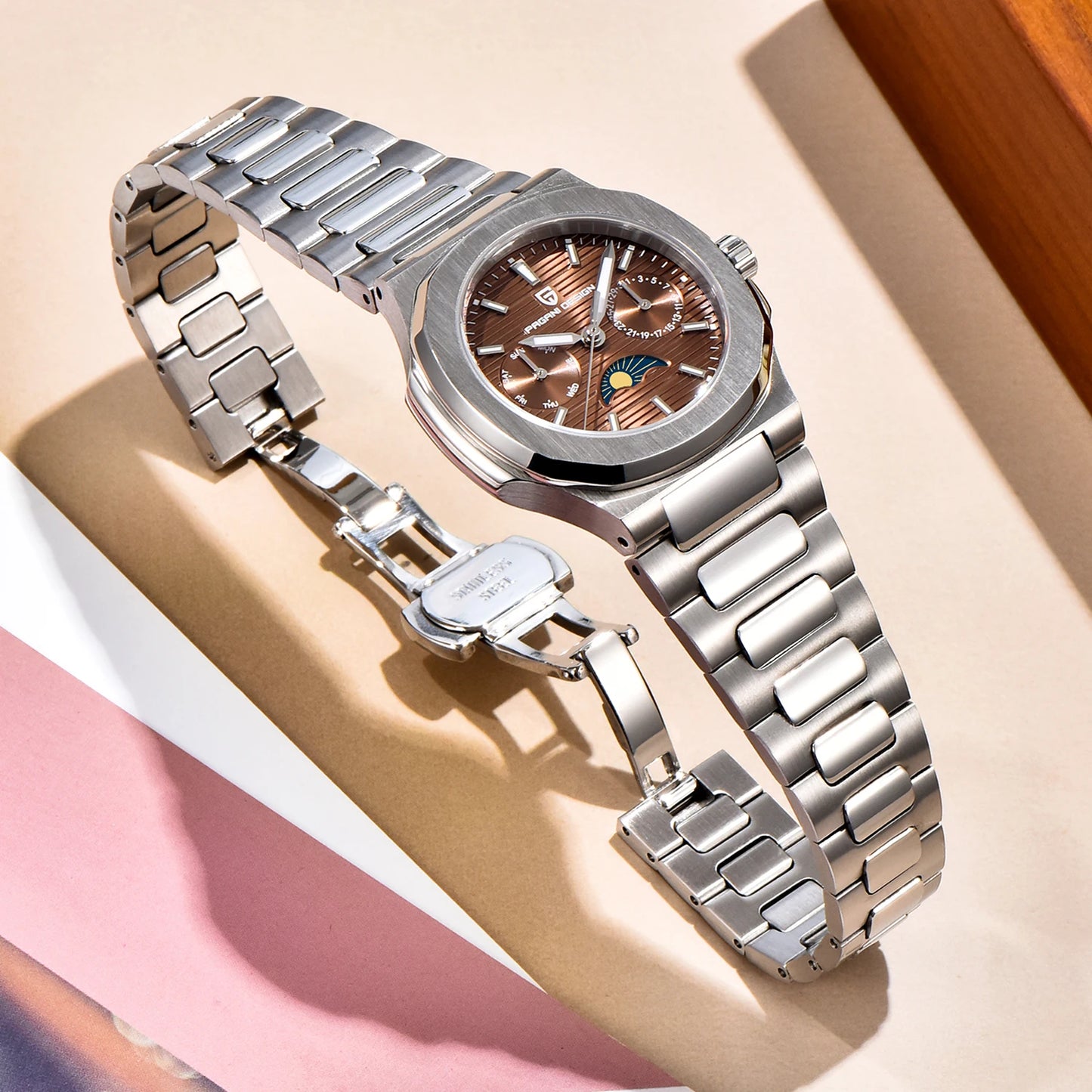Pagani Design Womens Luxury Quartz Wristwatch Sapphire Waterproof