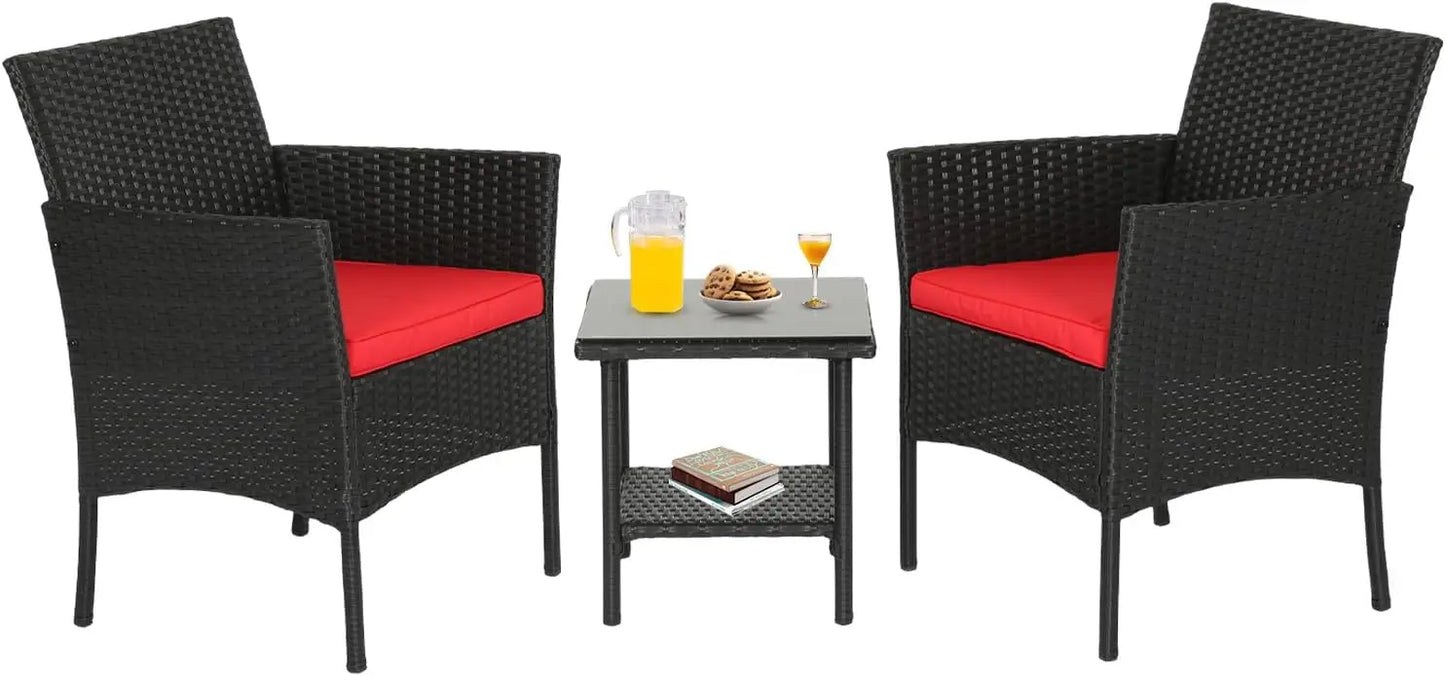 Outdoor 5 Piece Wicker Patio Conversation Set For Backyard Porch