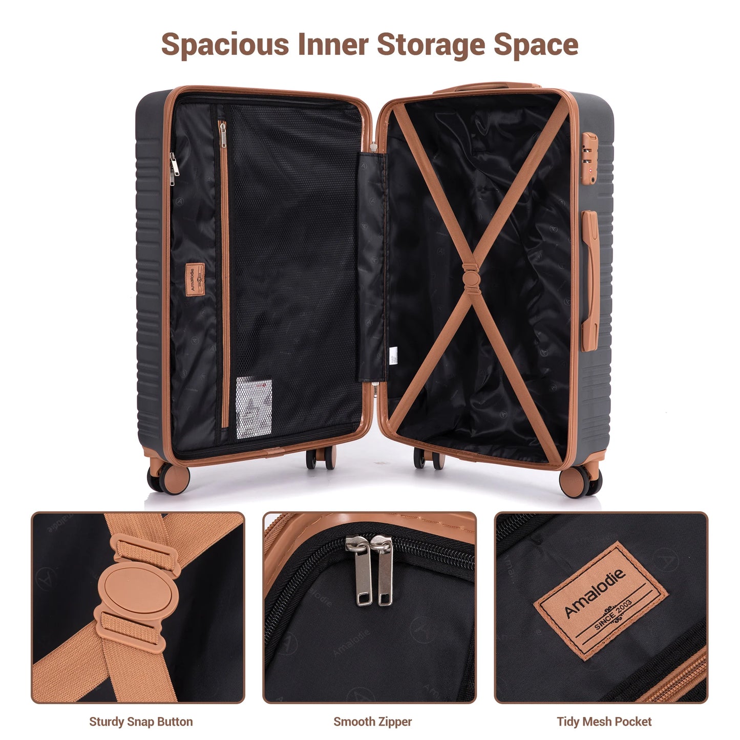 TRIPCOMPCN 4-Piece Spinner Luggage Set With TSA Lock Hardcase