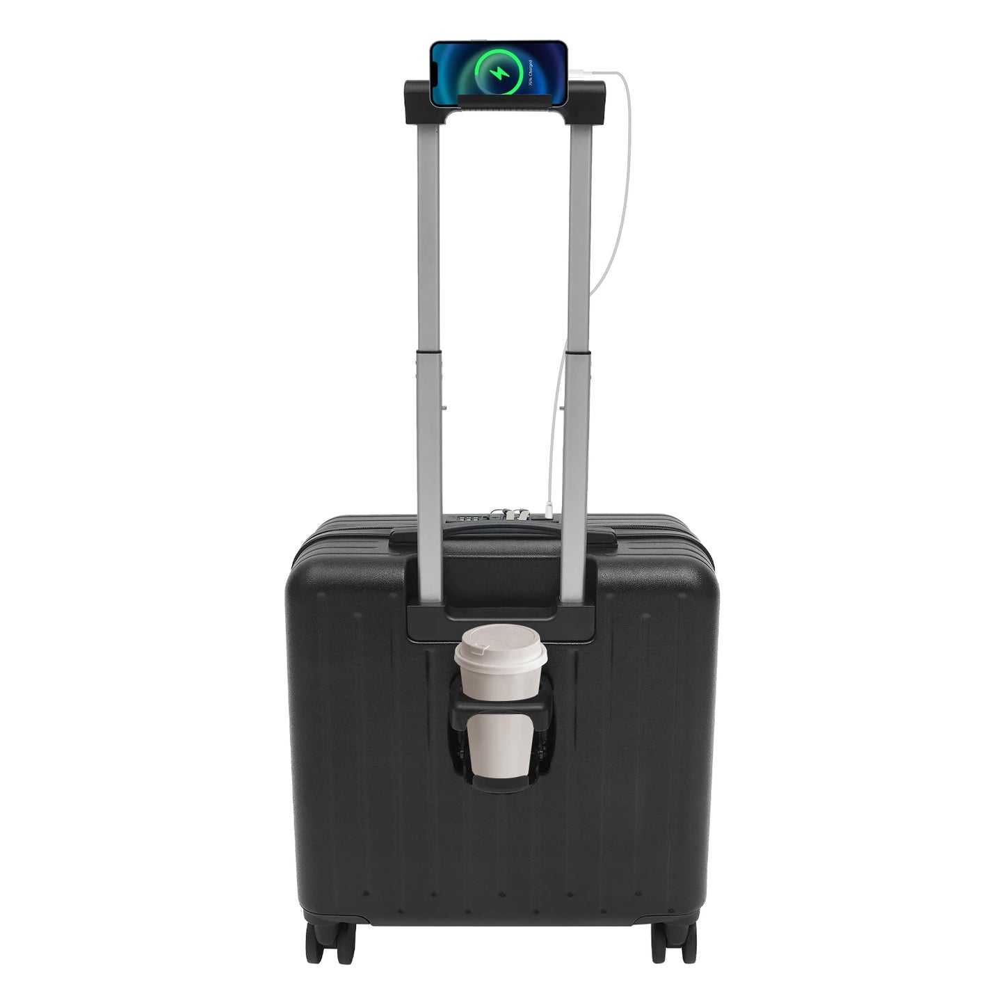 NONECN Boarding Suitcase With Front Compartment Travel Luggage For Business