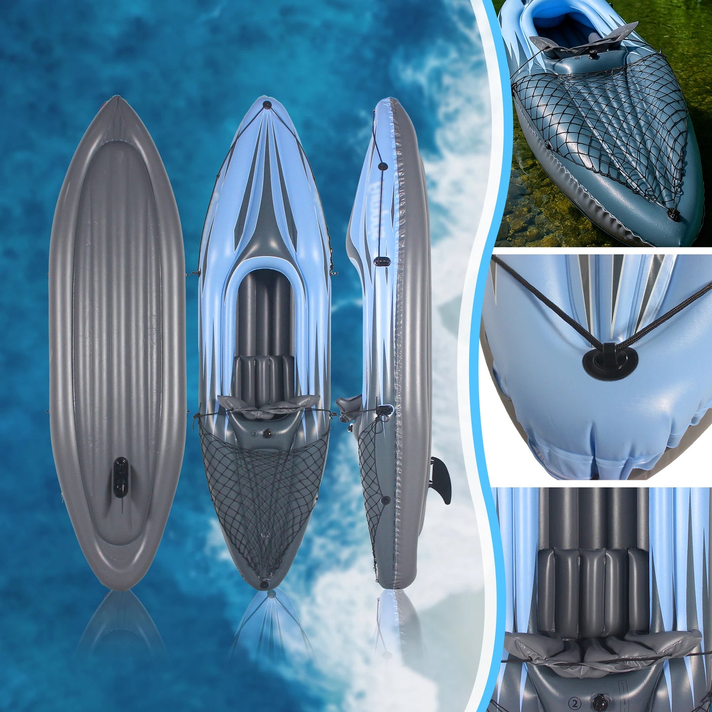 HHSJZWCY Inflatable One Person Fishing Kayak With Paddles Pump