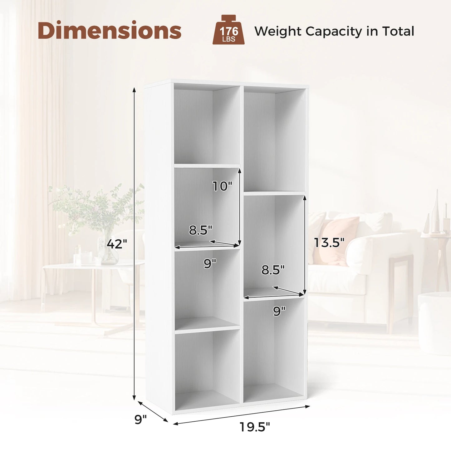 HOMASIS 7 Cube Bookcase Freestanding Wood Bookshelf