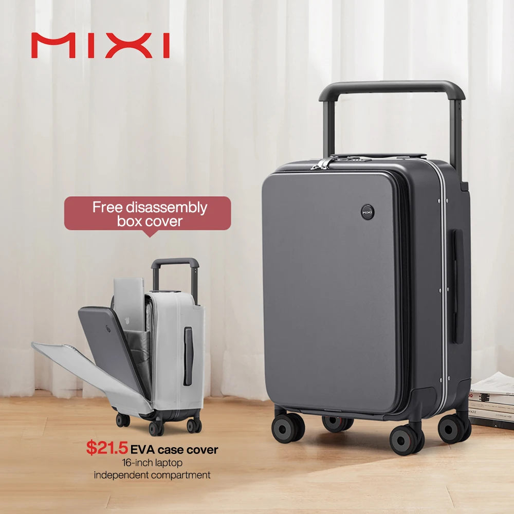 Mixi Wide-Handle Carry-On Luggage Hardside Cabin PC Aluminum