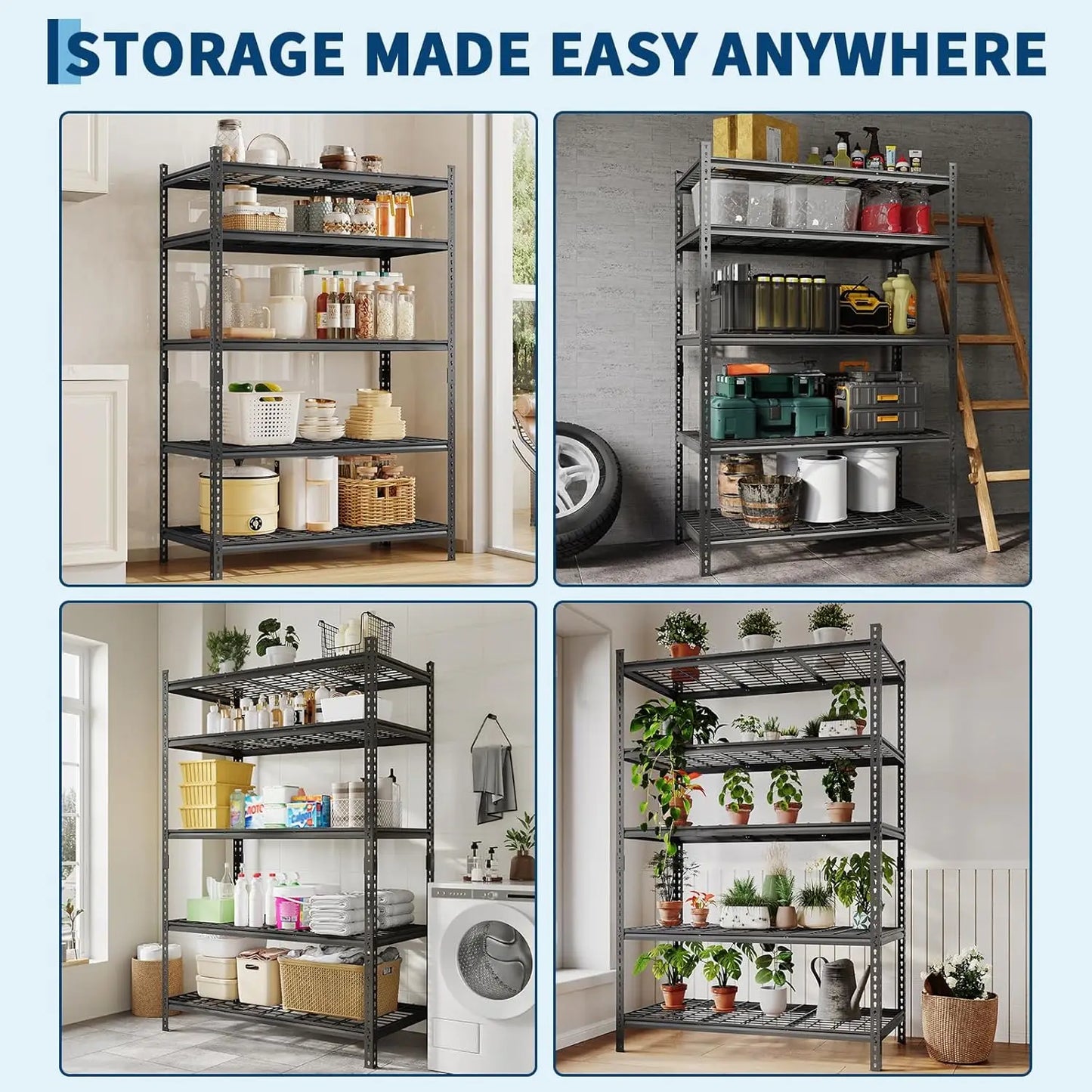 TWISTER.CK Heavy Duty Garage Shelving 2200 Lbs 5 Tier Adjustable Racks
