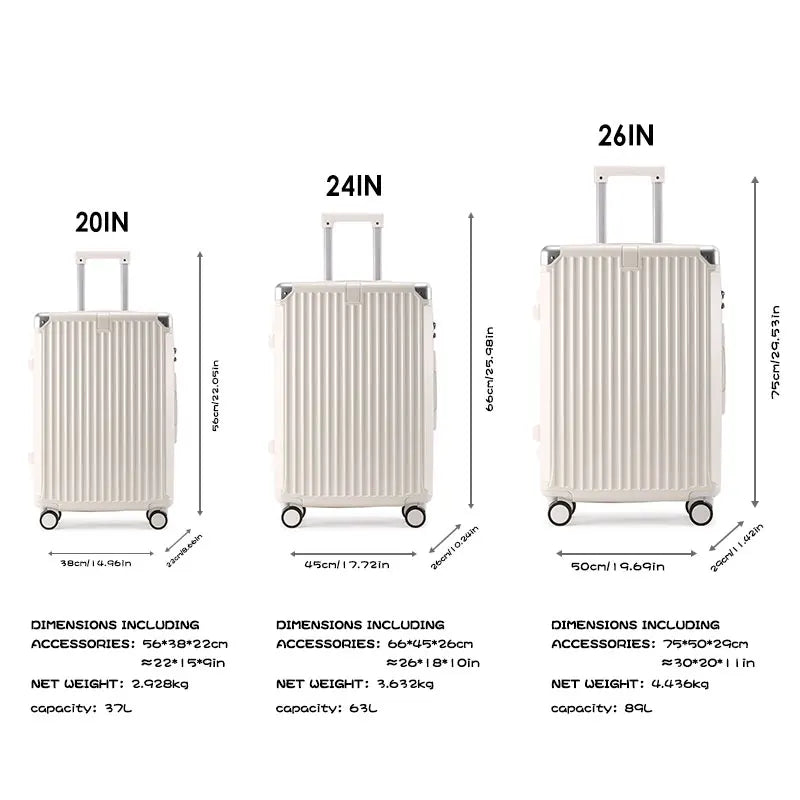 Zippered ABS PC Suitcase Luggage With Cup Holder And Wheels
