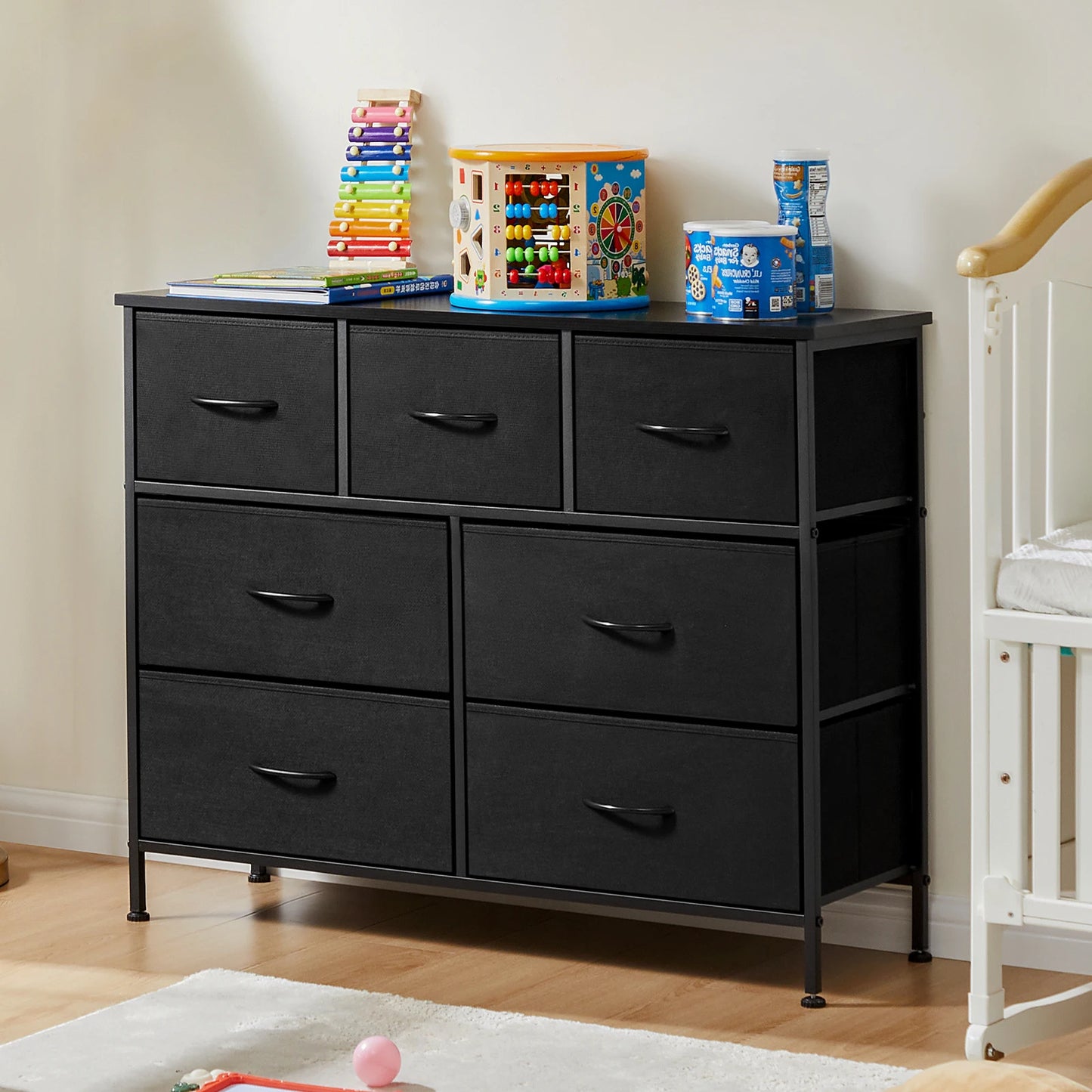 JHK Dresser With Seven Fabric Drawers For Bedroom Storage