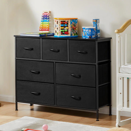 JHK Dresser With Seven Fabric Drawers For Bedroom Storage
