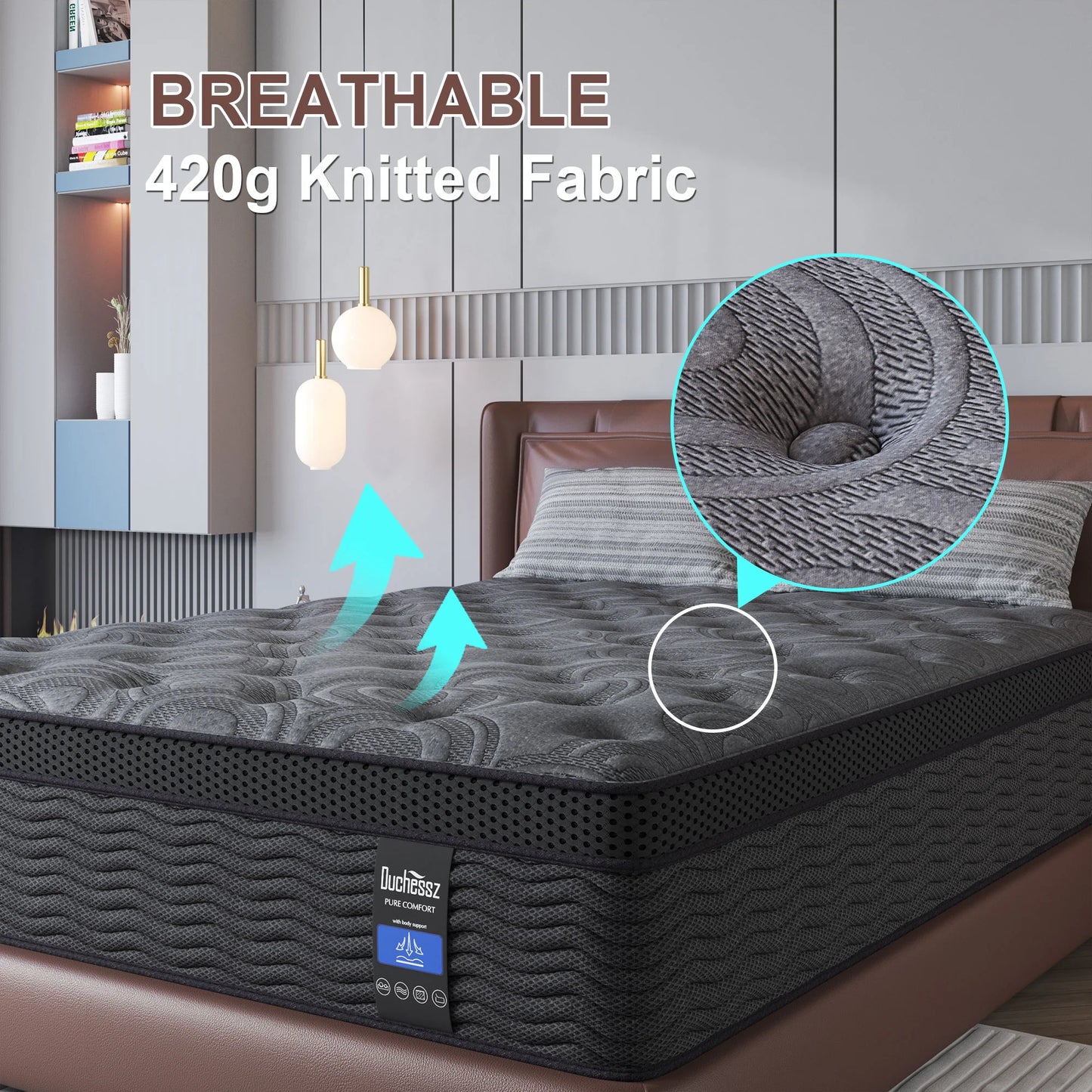 9"12"14" Twin Full Queen King Size Mattress in a Box Hybrid Spring Memory Foam,Euro Top Mattresses Medium Firm for Motion Isolat