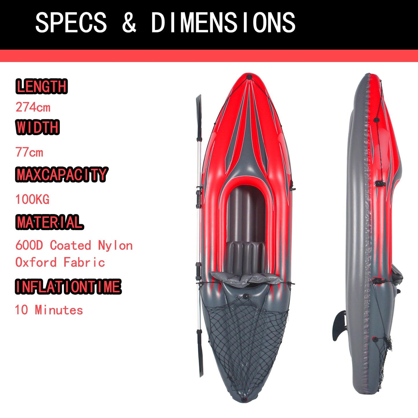 HHSJZWCY Inflatable One Person Kayak Fishing Boat With Accessories