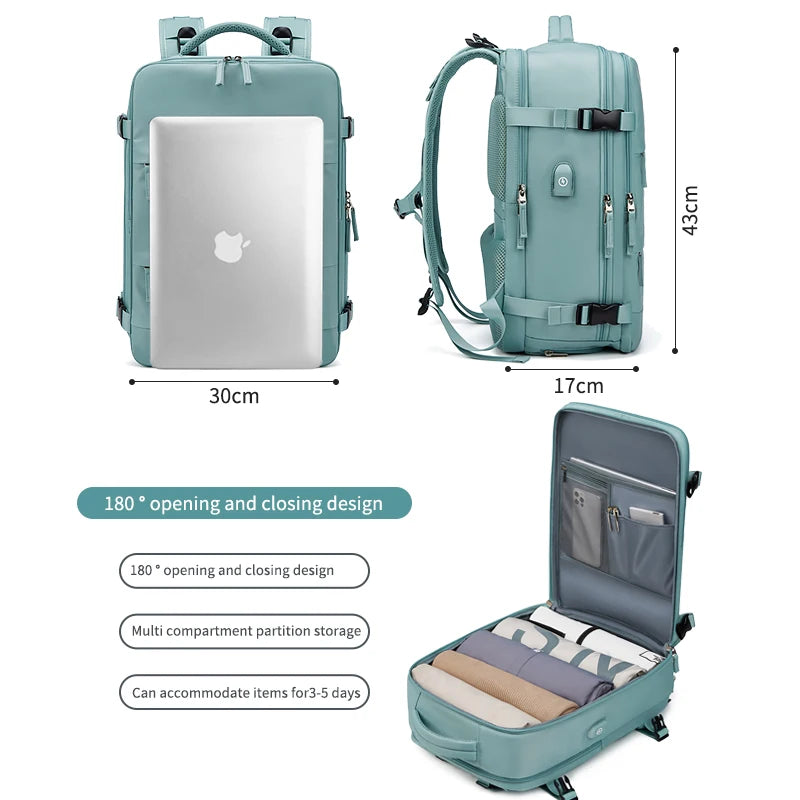 NONECN Women Travel Backpack USB Charging Laptop School Bag