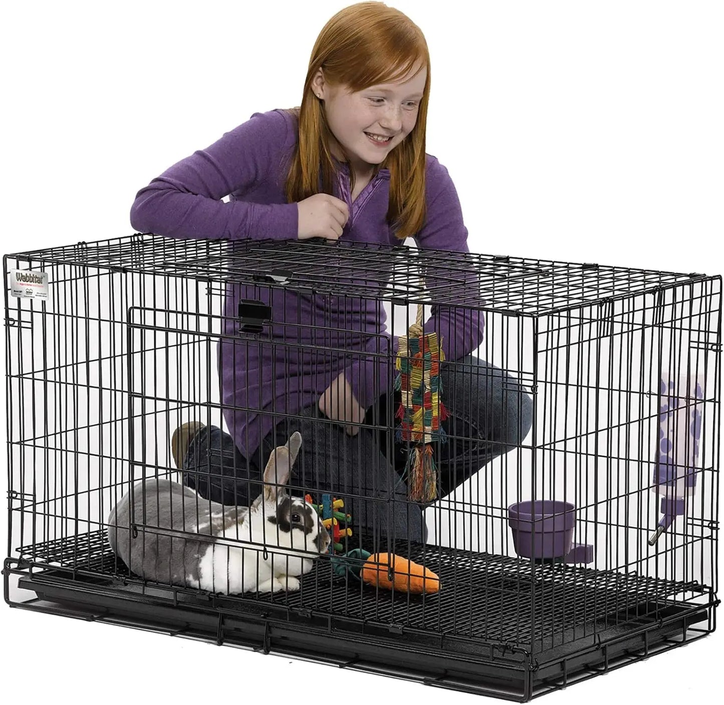 Medium Rabbit Cage with Mesh Floor, Removable Tray, Top & Front Doors, Rust Resistant, Easy Assembly