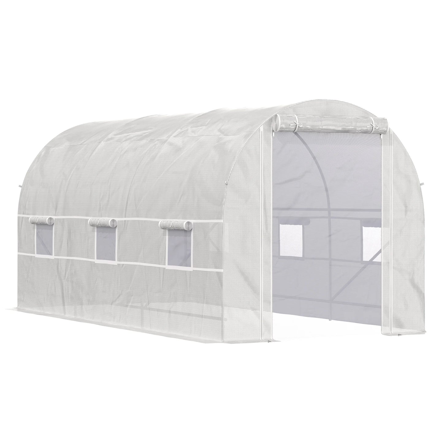 Outsunny Walk-In Greenhouse With Roll-Up Front Entrance And Six Side Windows
