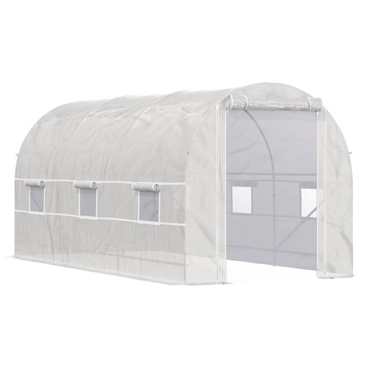 Outsunny Walk-In Greenhouse With Roll-Up Front Entrance And Six Side Windows