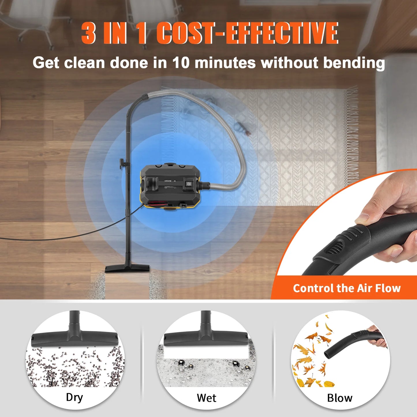 SucceBuy Portable Wet And Dry Vacuum Cleaner 1200W Power