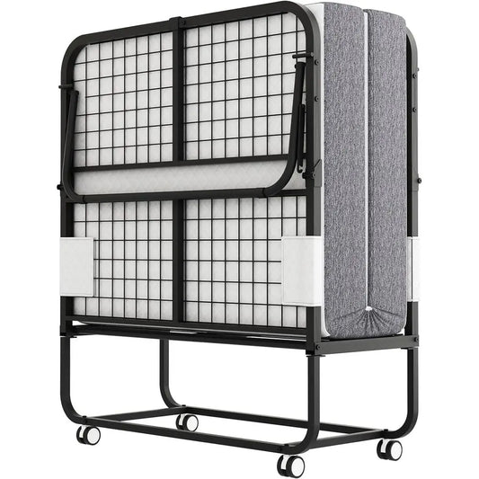 Portable Twin Size Folding Bed with Mattress, 75x38 Compact Guest Bed with Metal Frame,Customized