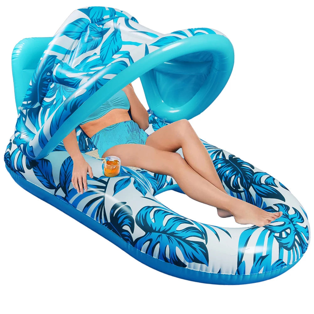 APWIKOGER Beach Folding Inflatable Floating Hammock With Sunshade