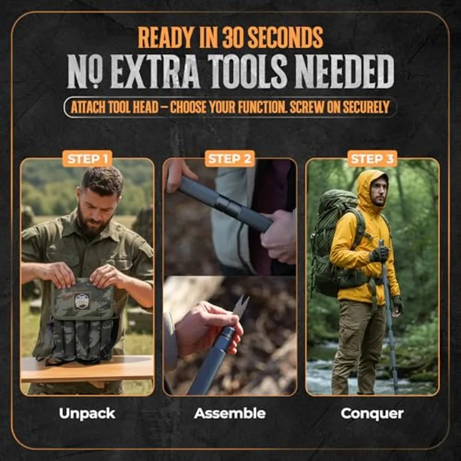 15-in-1 Tactical Survival Walking Stick Multitool