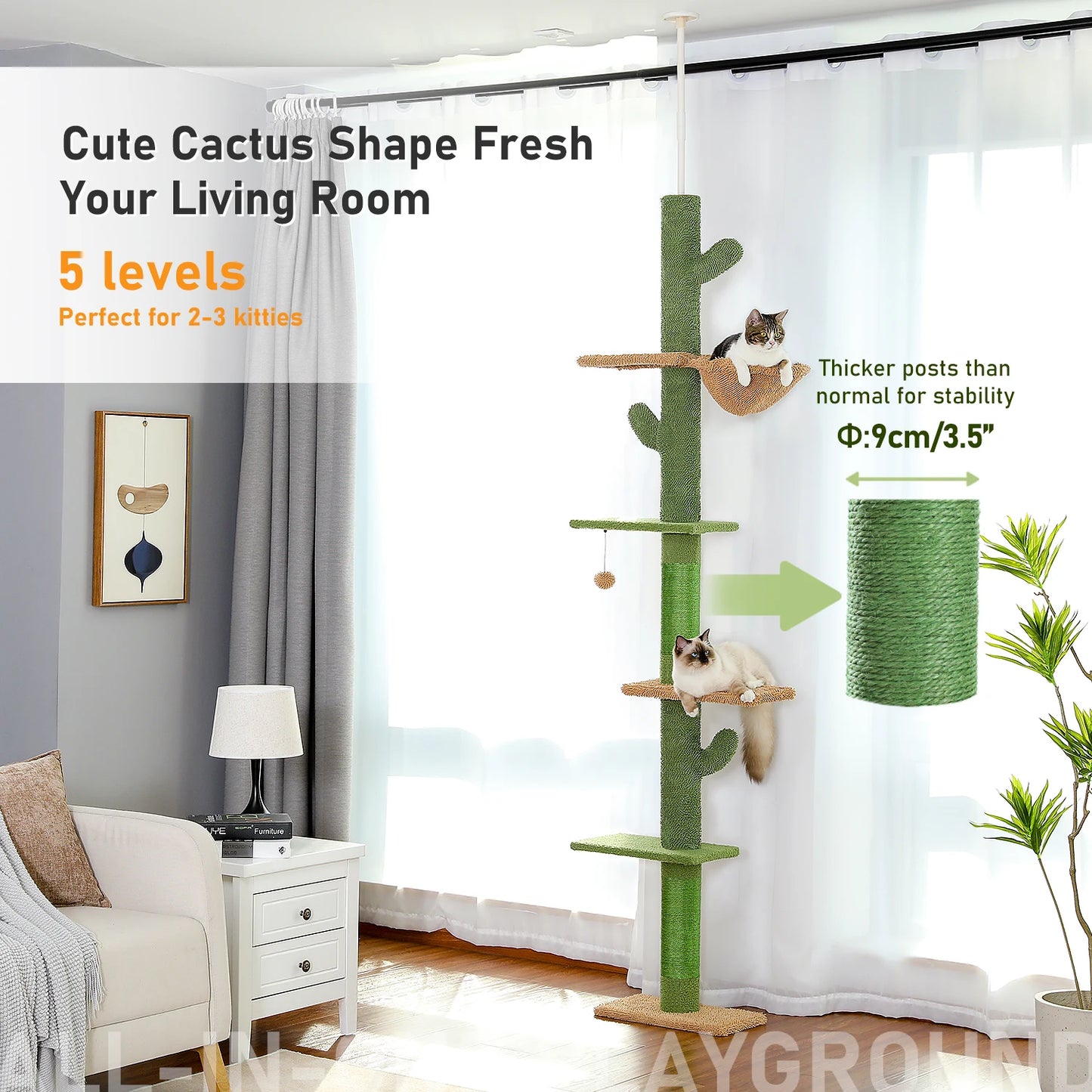 PAWZ Road 5 Tier Floor to Ceiling Cat Tree Hammock