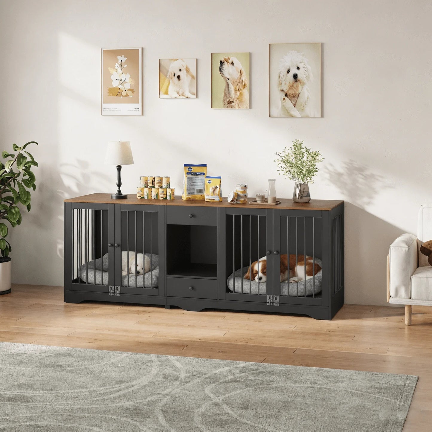Dog Crate Furniture Wooden Kennel With Double Doors