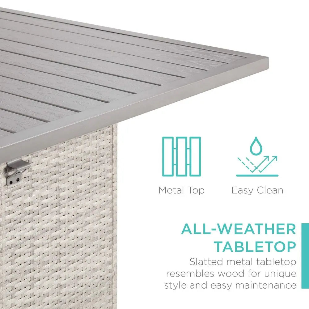 Outdoor Wicker Bar Table Set With Built-In Bottle Opener