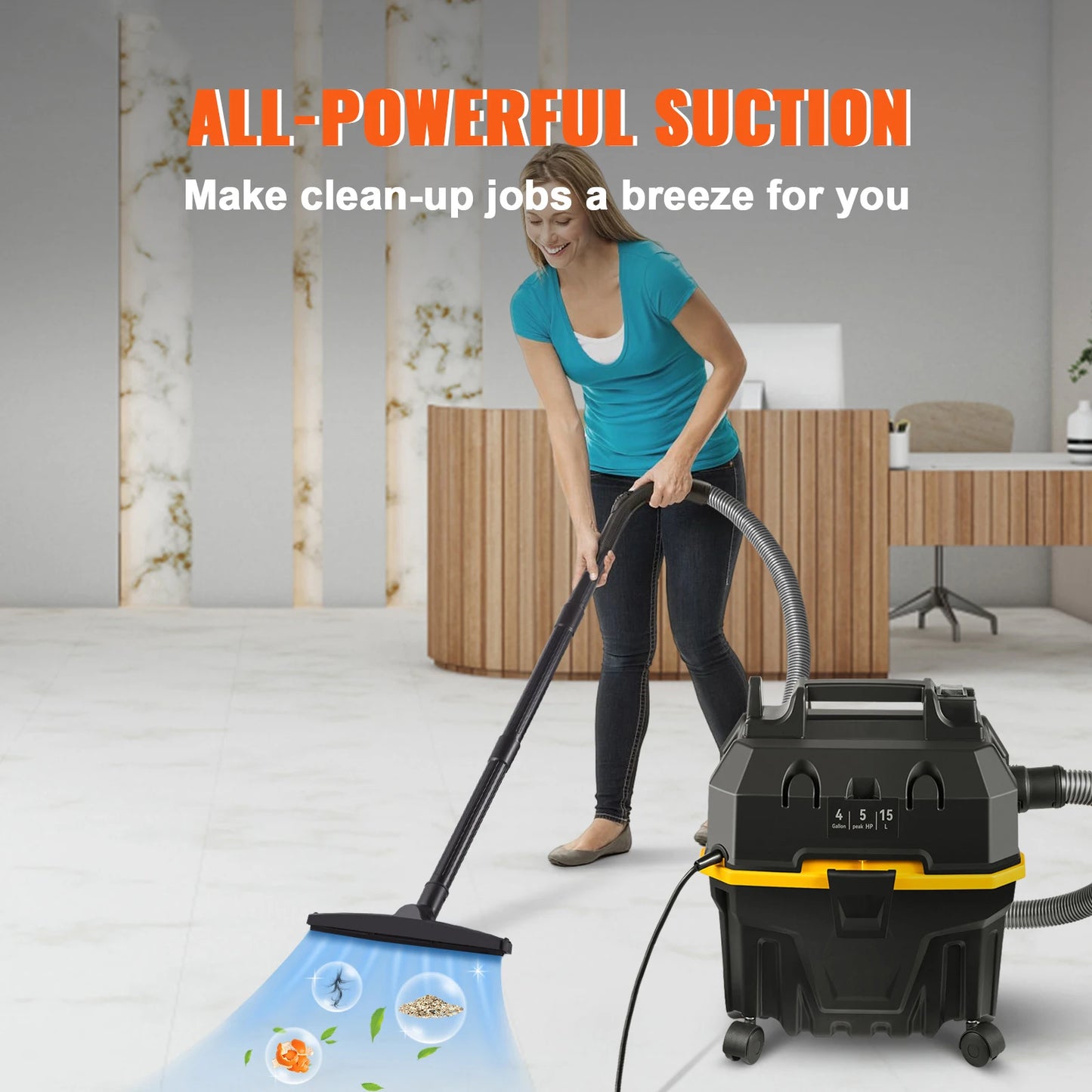 SucceBuy Portable Wet And Dry Vacuum Cleaner 1200W Power