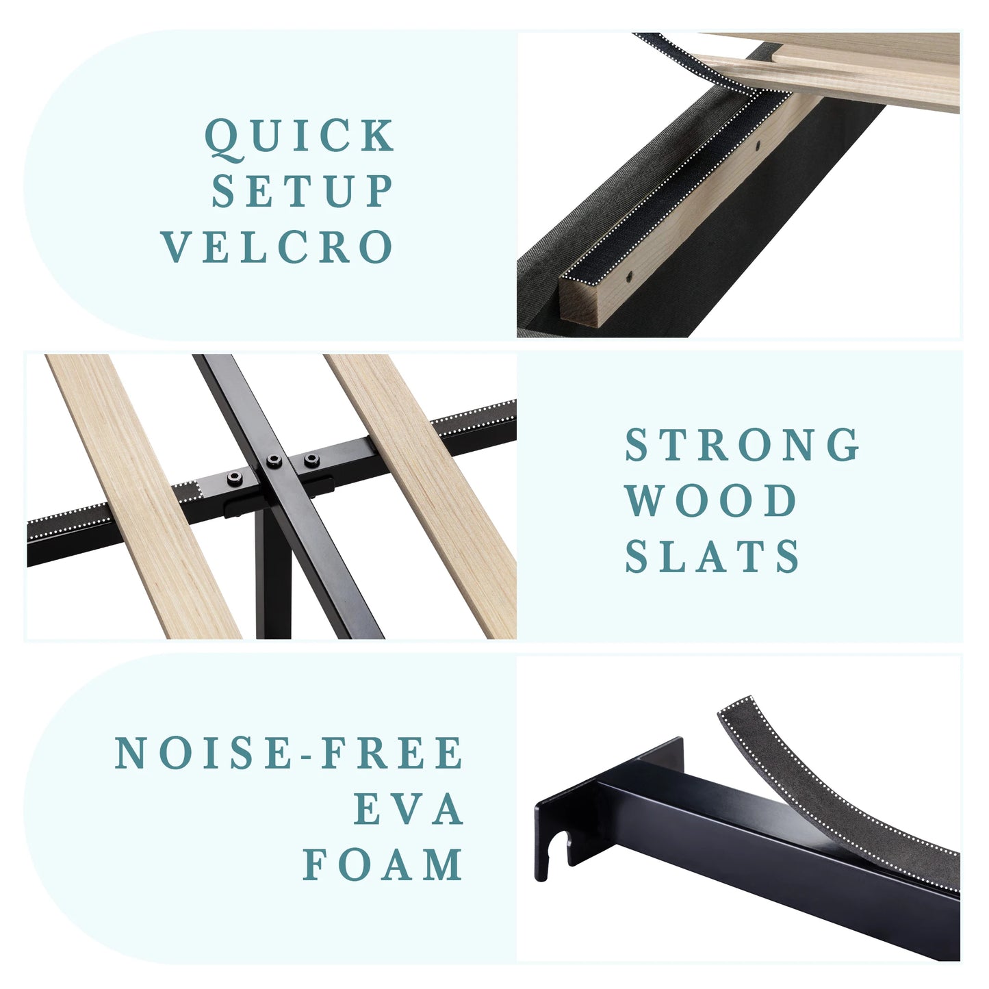HOOMIC Bed Frame With Headboard Fabric Platform Bed Slats
