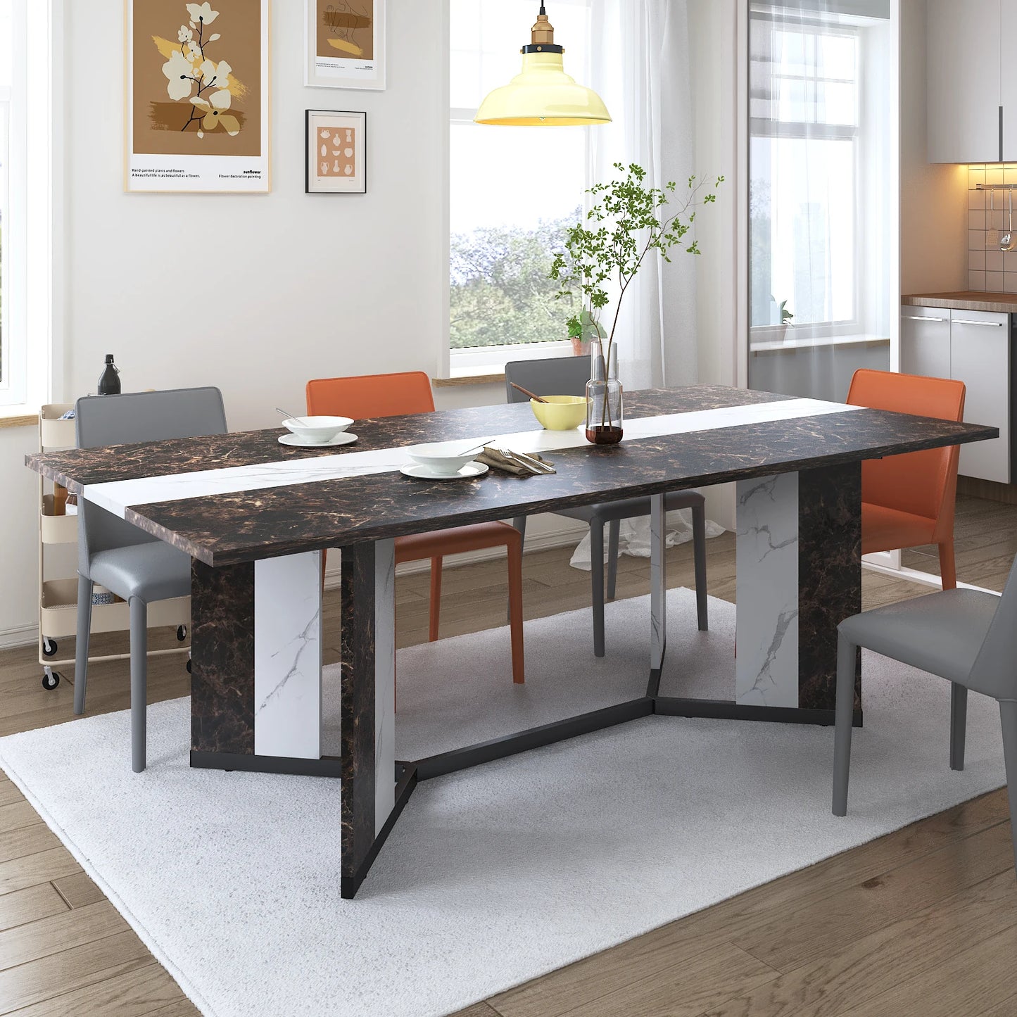 QiaoShiRen Rectangular Dining Table For Eight People