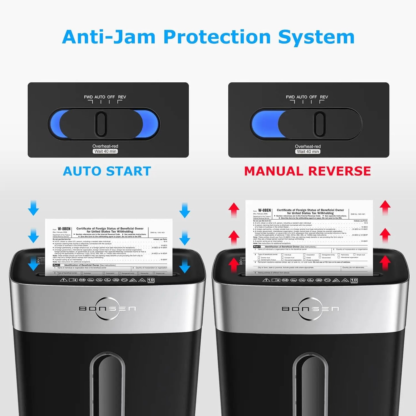 BONSEN 10-Sheet Cross-Cut Home Office Shredder P-4 Security suit for Credit Card,Staples & Clips, Quiet with Jam-Proof&4 Gal Bin