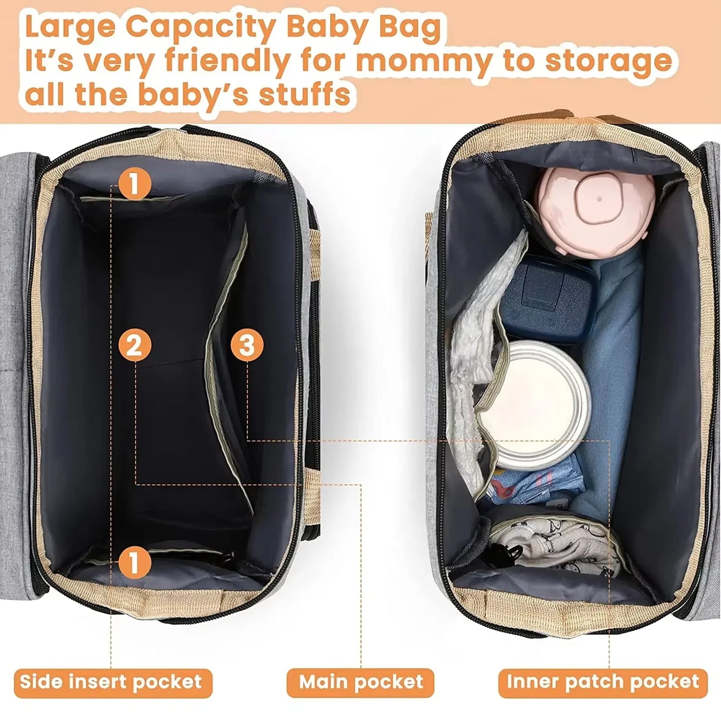 Baby Diaper Changing Pad Travel Foldable Changing Mat for Cribs Diaper Changing Station for Moms and Kids Large Capacity Diaper