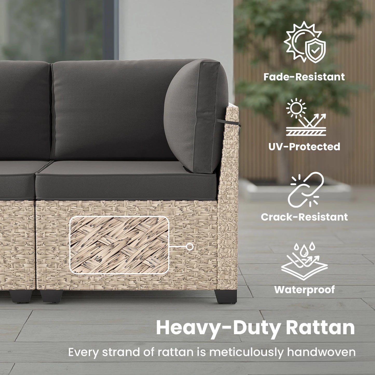 Outdoor Rattan Patio Furniture Set With Glass Table
