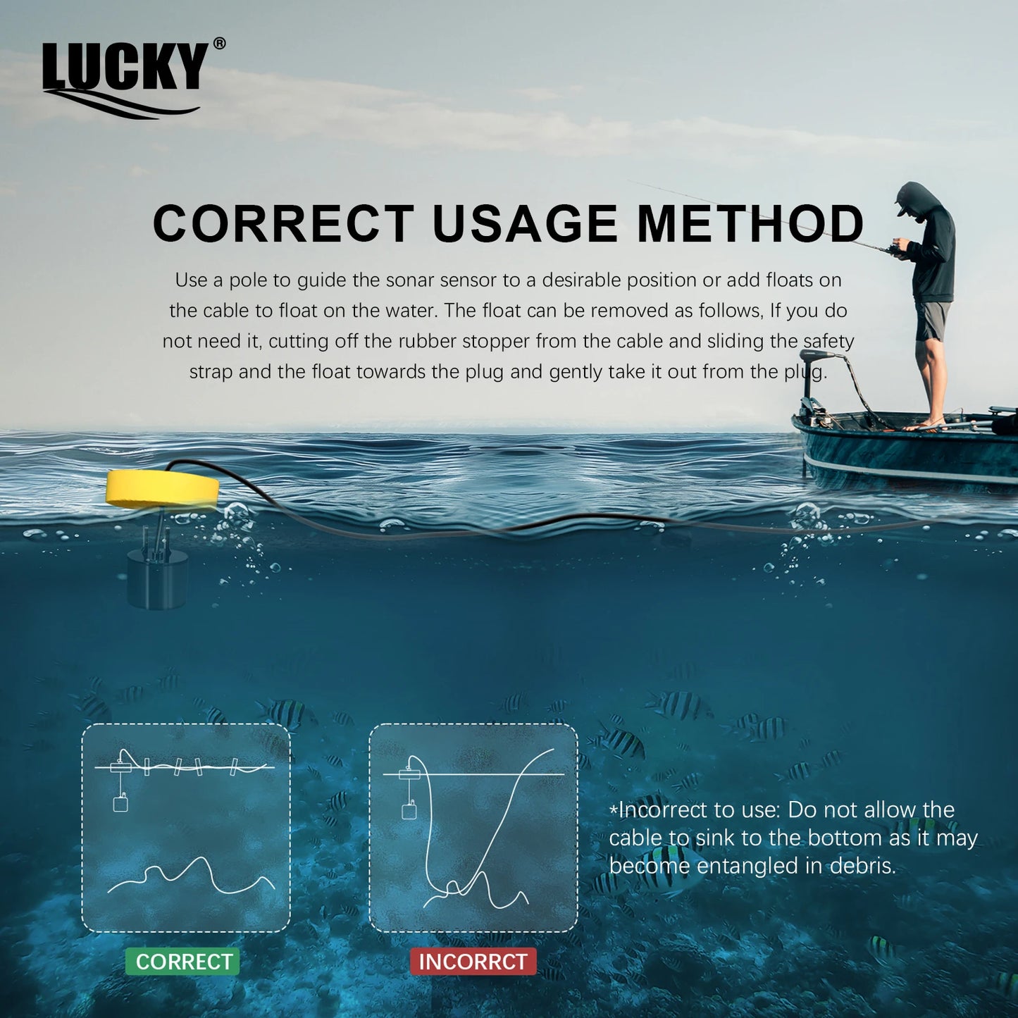 LuckyLaker FFC1108 Alarm 100M Portable Sonar Fish Finder