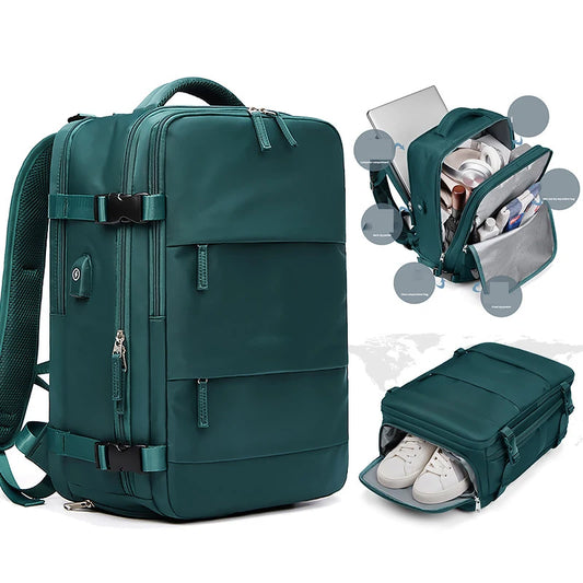 NONECN Women Travel Backpack USB Charging Laptop School Bag