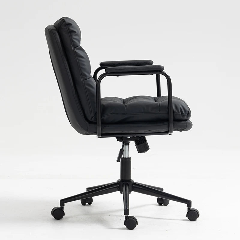 Office Chair,Mid Back Home Office Desk Task Chair with Wheels and Arms Ergonomic PU Leather Computer Rolling Swivel Chair with P