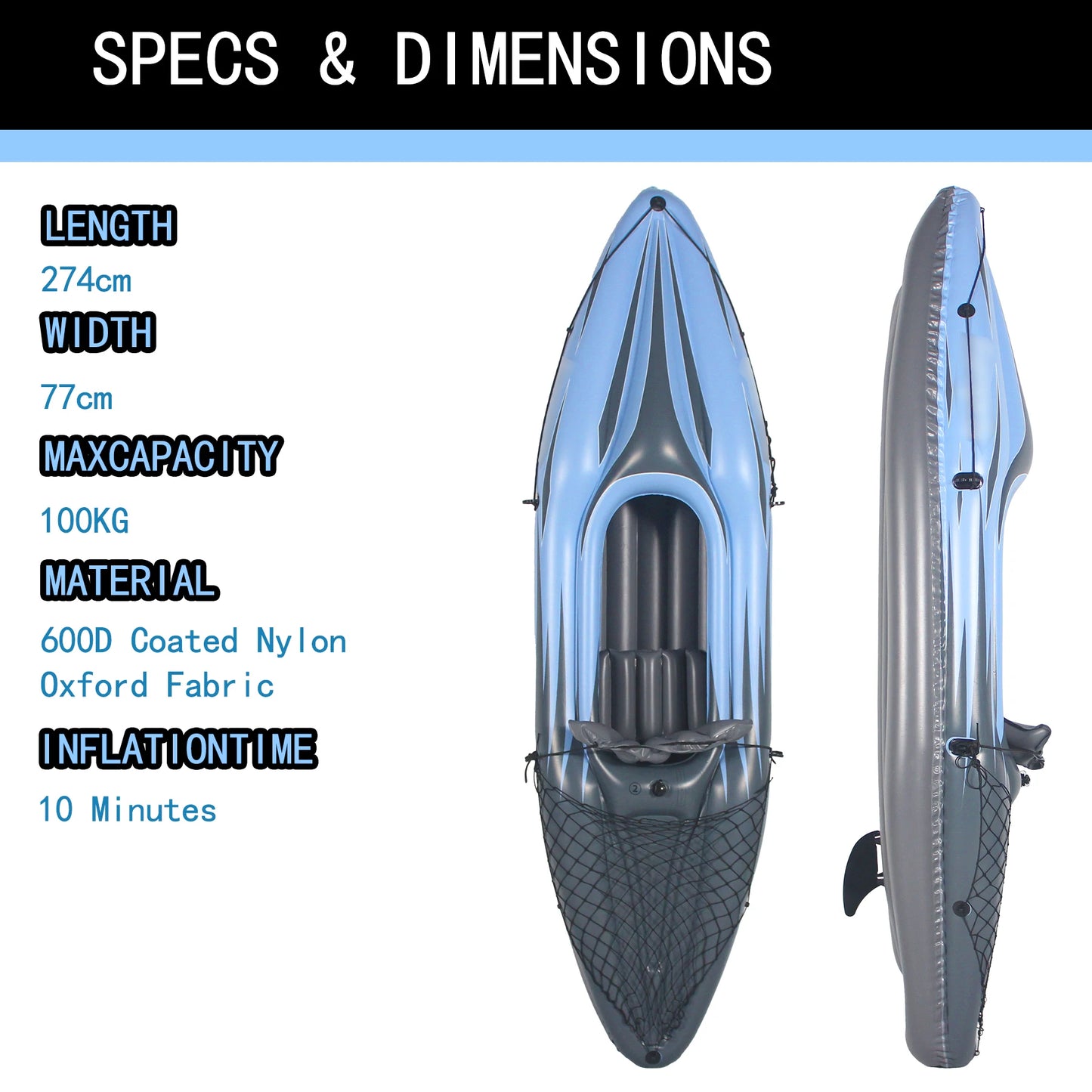 HHSJZWCY Inflatable One Person Fishing Kayak With Paddles Pump