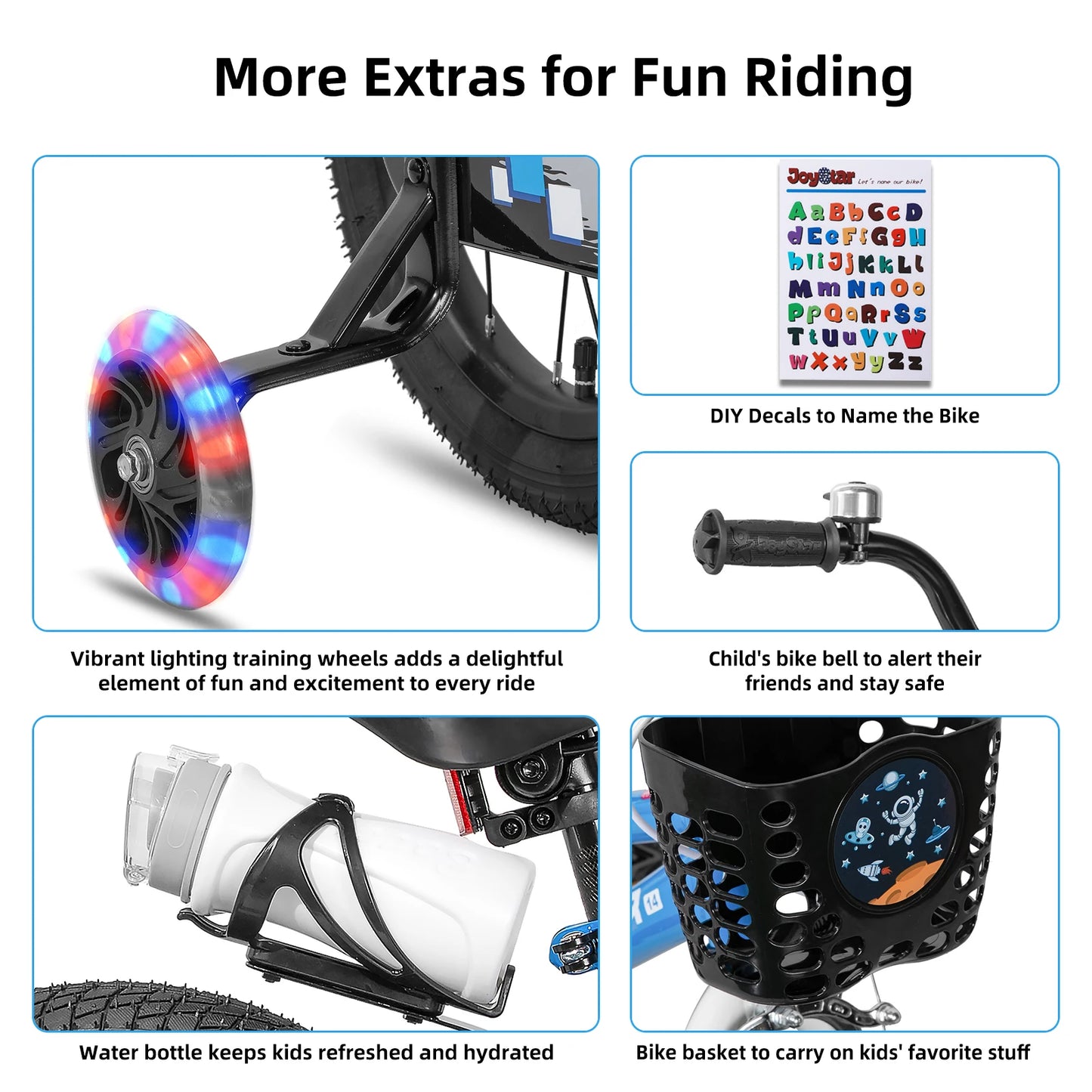JOYSTAR Kids Bike With Bright Light Up Training Wheels
