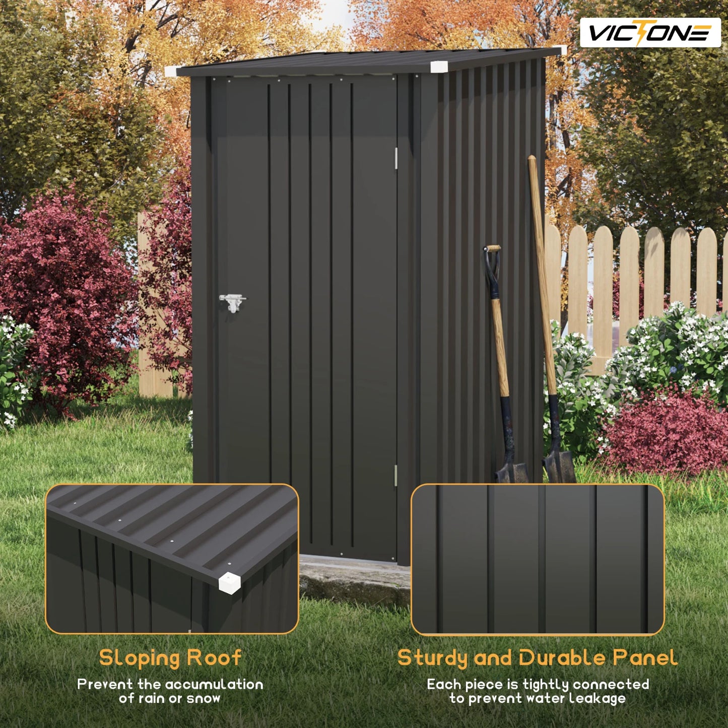 Victone Outdoor Storage Shed for Garden Tools with Lockable Door