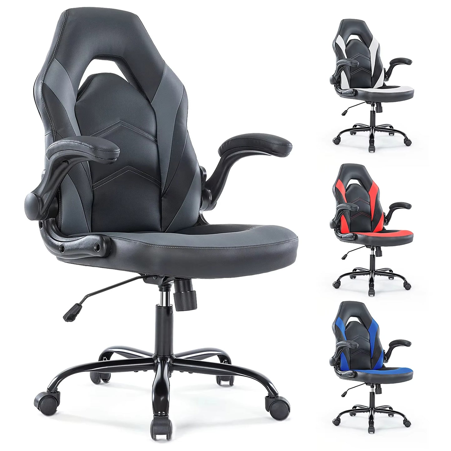 JHK Ergonomic Office Gaming Chair With Adjustable PU Leather Armrests