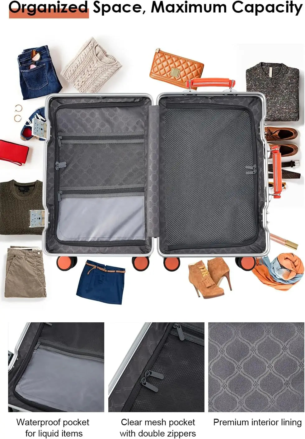 Carry On Luggage With Zipperless Design TSA Lock Airline Approved Spinner Wheels