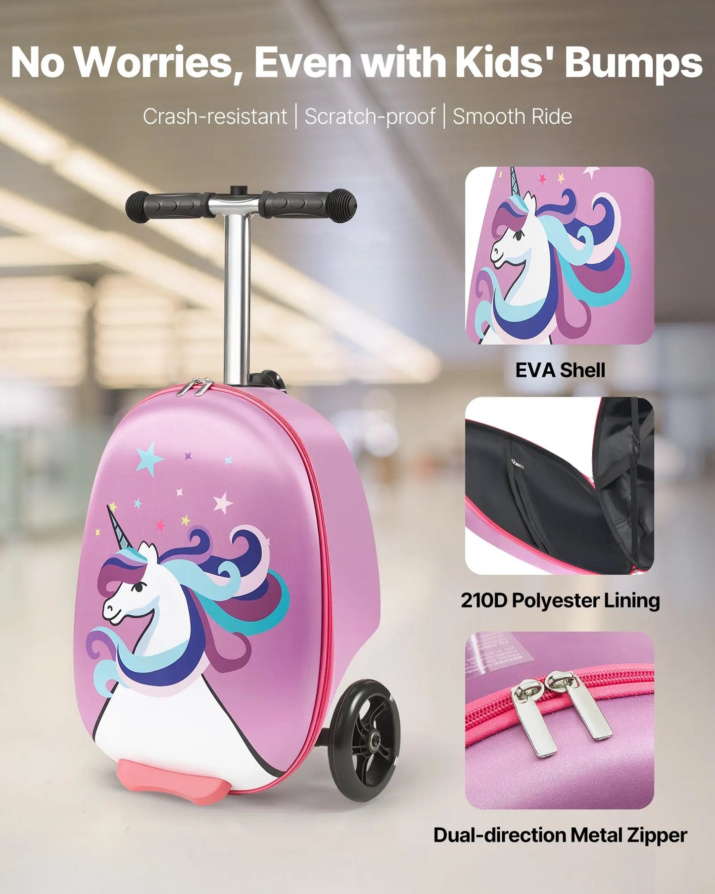 Ride On Luggage Kids Scooter Suitcase With FlashWheels