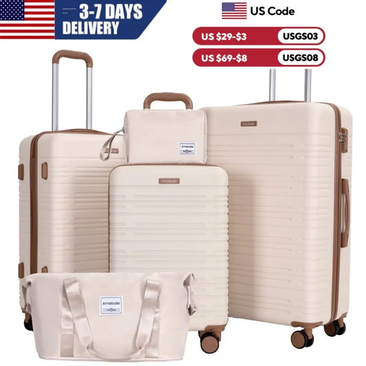 Amalodie Luggage Set 3 Piece ABS Spinner Wheels TSA Lock