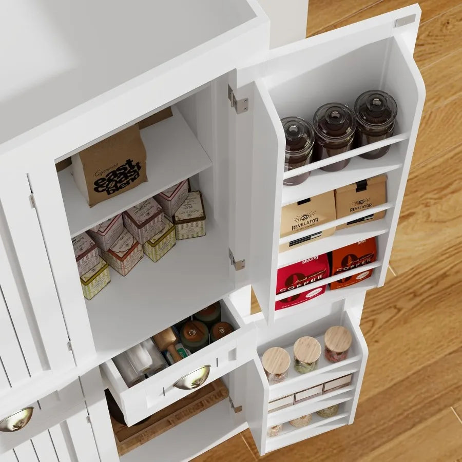 71 Tall Modern Kitchen Cabinet Pantry Storage with Doors and Adjustable Shelves Large Freestanding Food Pantry with 2 Drawers f