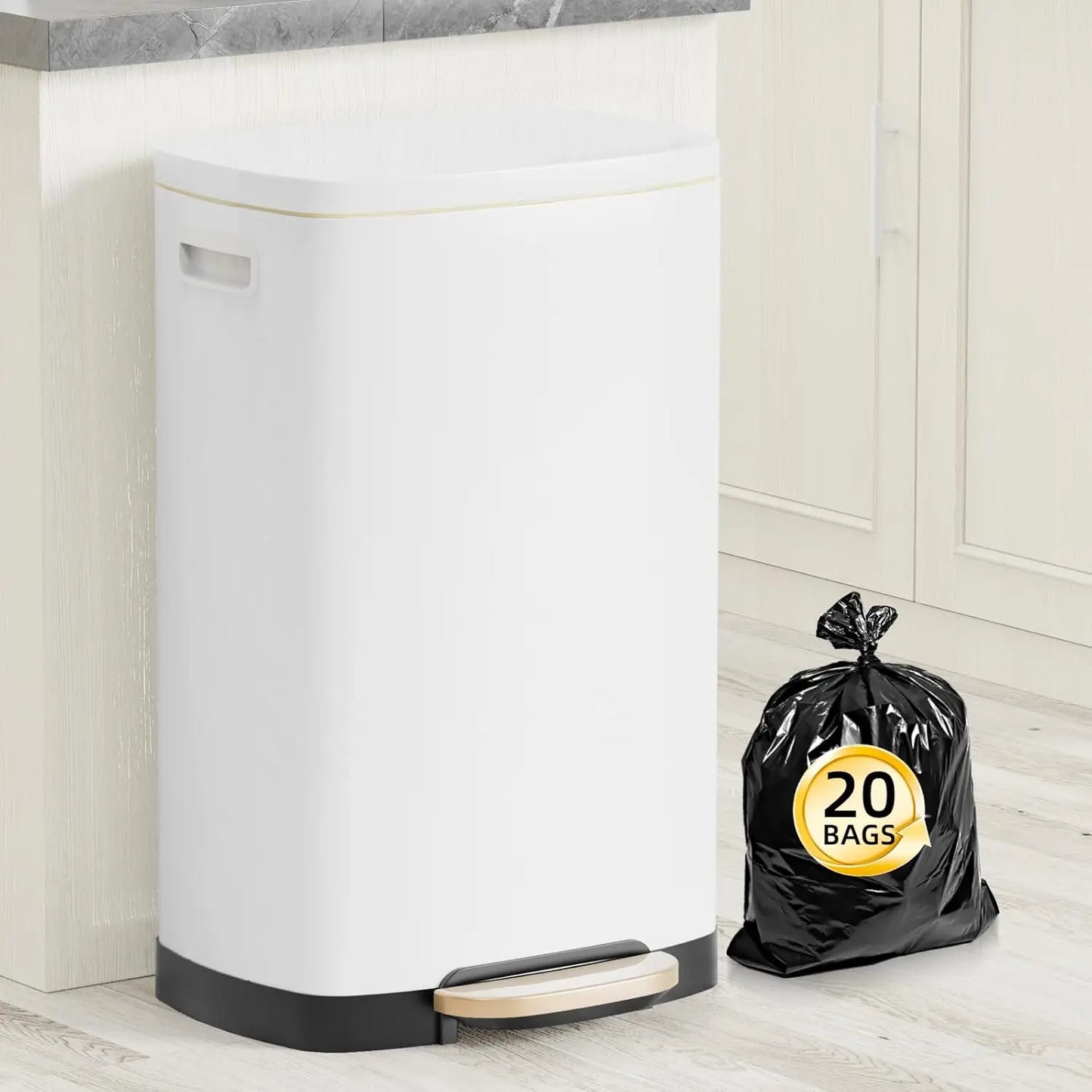 13 Gallon Trash Can with Lid, Trash Can with Removable Inner Bucket and Lid Soft Close, Pedal Rubbish Bin for Home Office