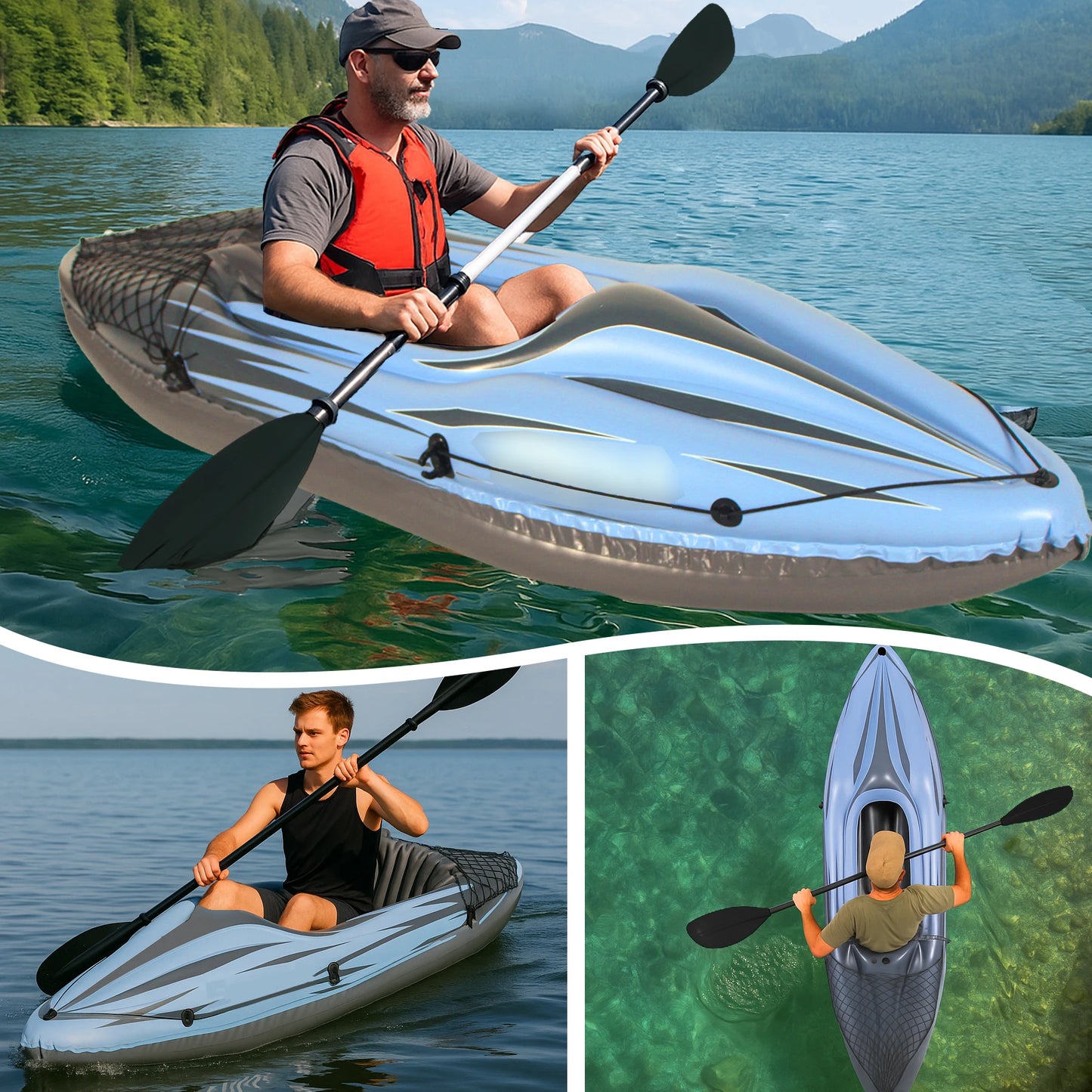 HHSJZWCY Inflatable One Person Fishing Kayak With Paddles Pump