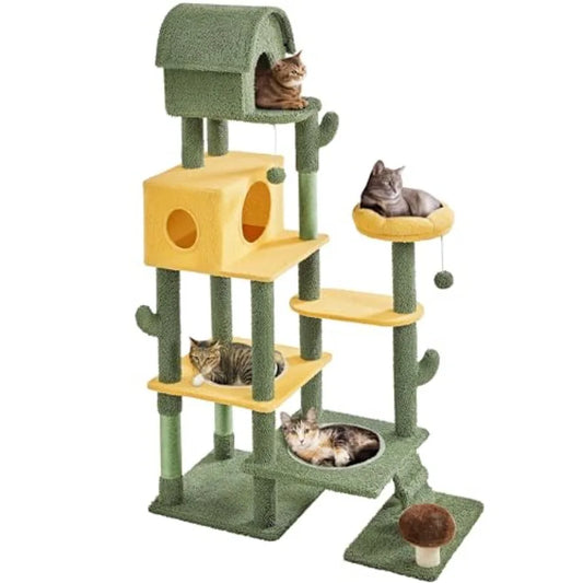 Cactus Cat Tree Multi Level Tower With Condos And Bowls