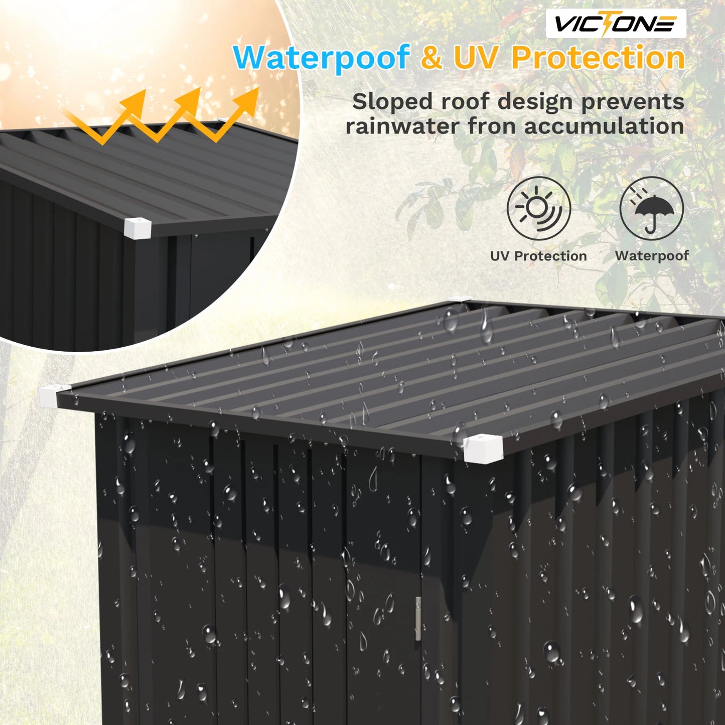 Victone Outdoor Storage Shed for Garden Tools with Lockable Door