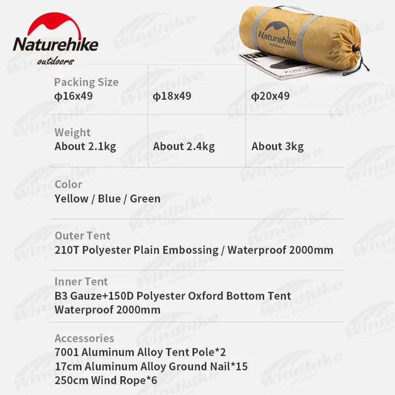 Naturehike Portable Waterproof Double Layer Camping Tent For Outdoor