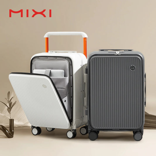 Mixi Front Laptop Pocket Carry-On Luggage With Aluminum Frame Spinner